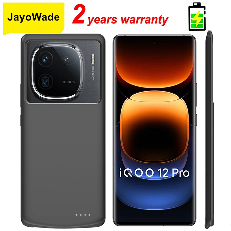 JayoWade 10000mAh Powerbank Cover For VIVO IQOO 12 Pro Battery Cases Portable Charger Power Bank Cover For IQOO 12 Charging Case