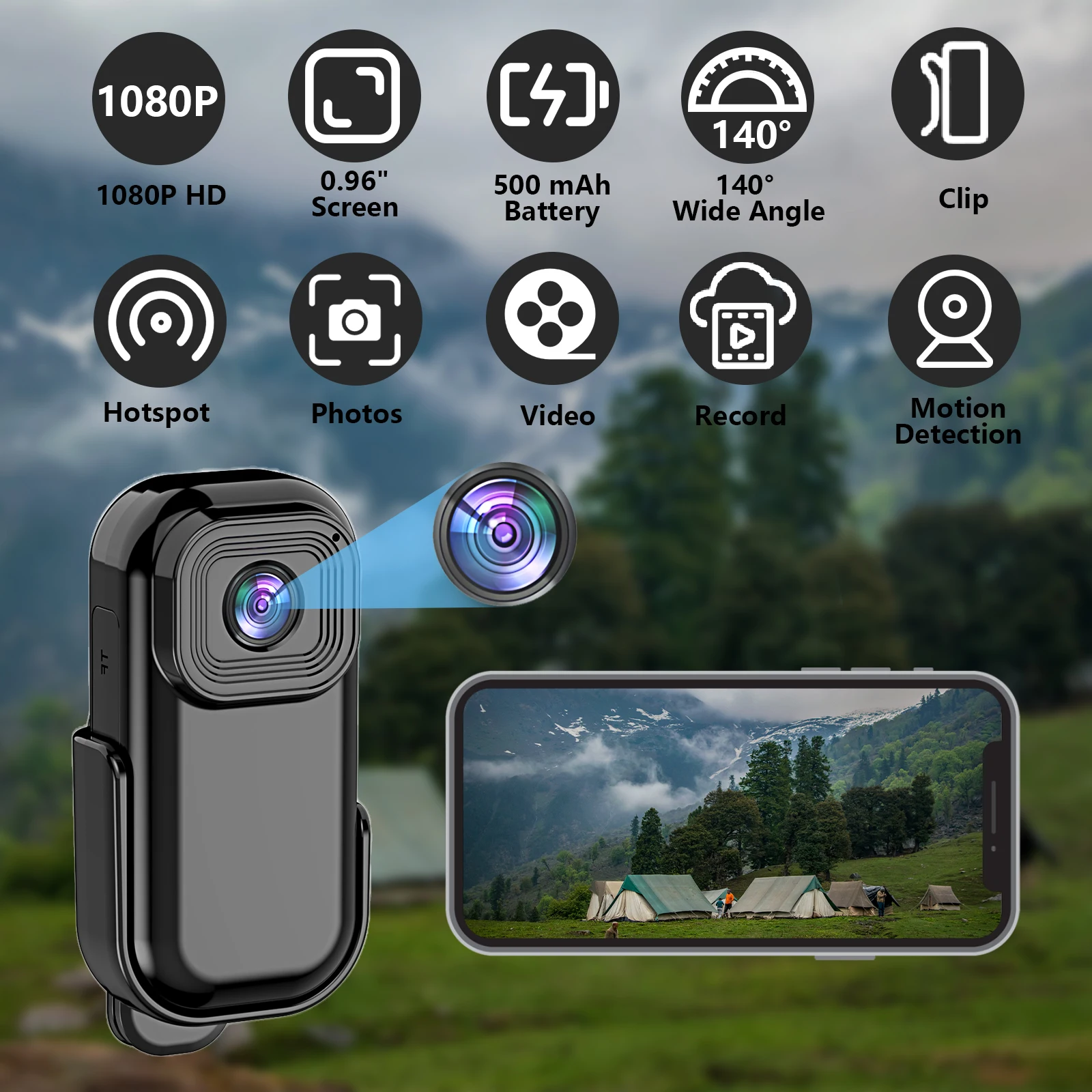 High Definition 1080P Mini WiFi Camera Recording Video Recording Portable Sports Camera WiFi Handheld Bicycle Recorder