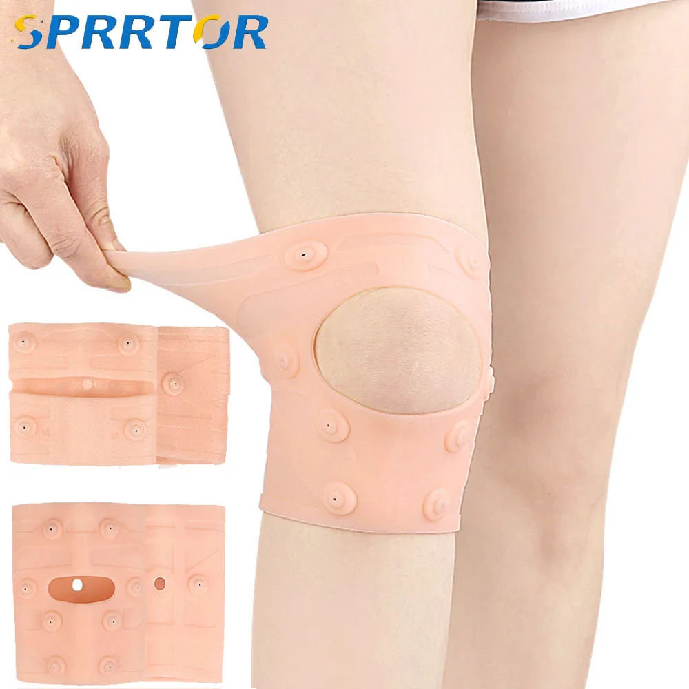 

1PC Magnetic Knee Brace,Silicone Knee Compression Sleeve Support Brace,Waterproof Patella Knee Pad Protectors for Sport Meniscus