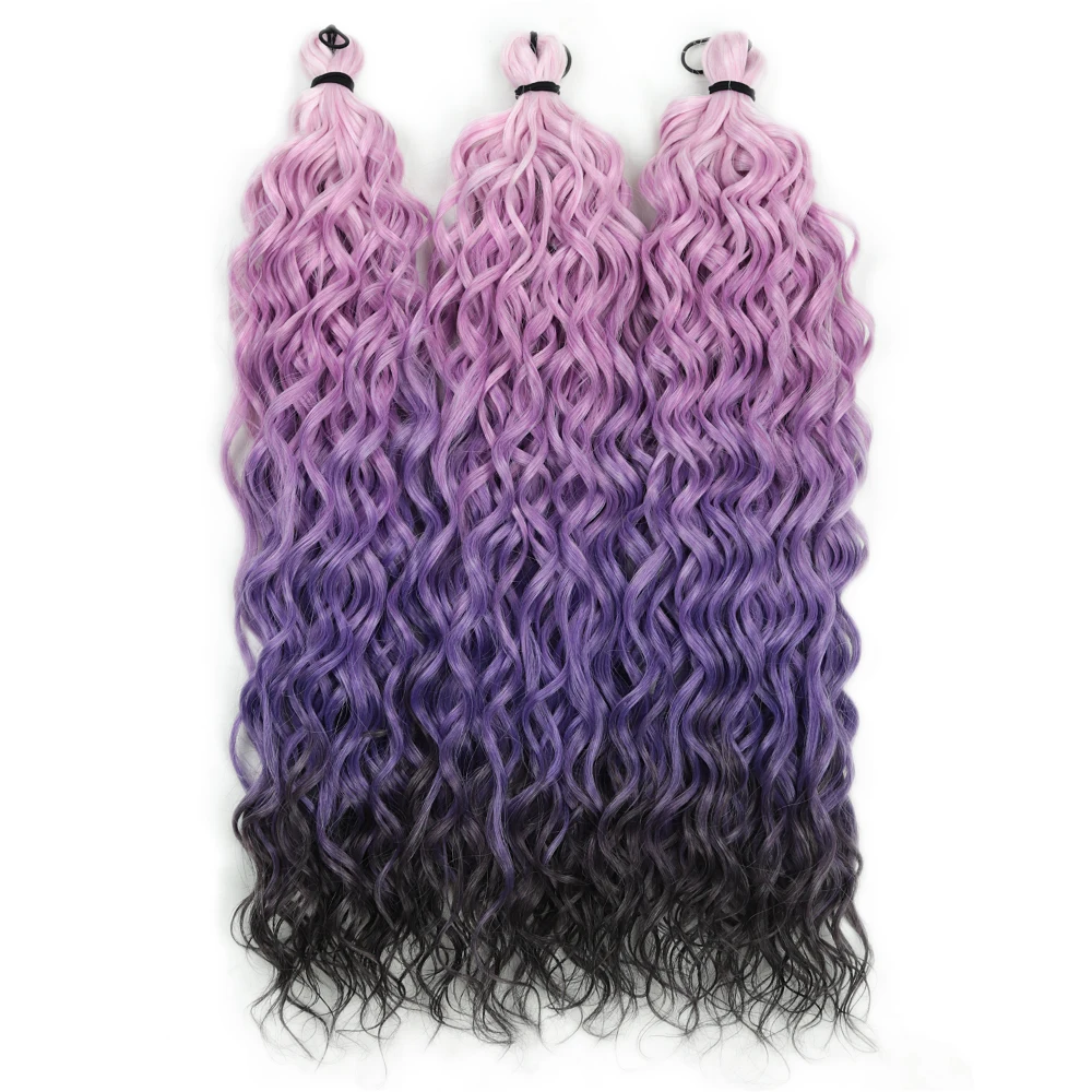 3 szt. 18-calowe włosy syntetyczne do szydełkowania, afro curl, falowane, ombre, tęczowe, doczepiane warkocze.