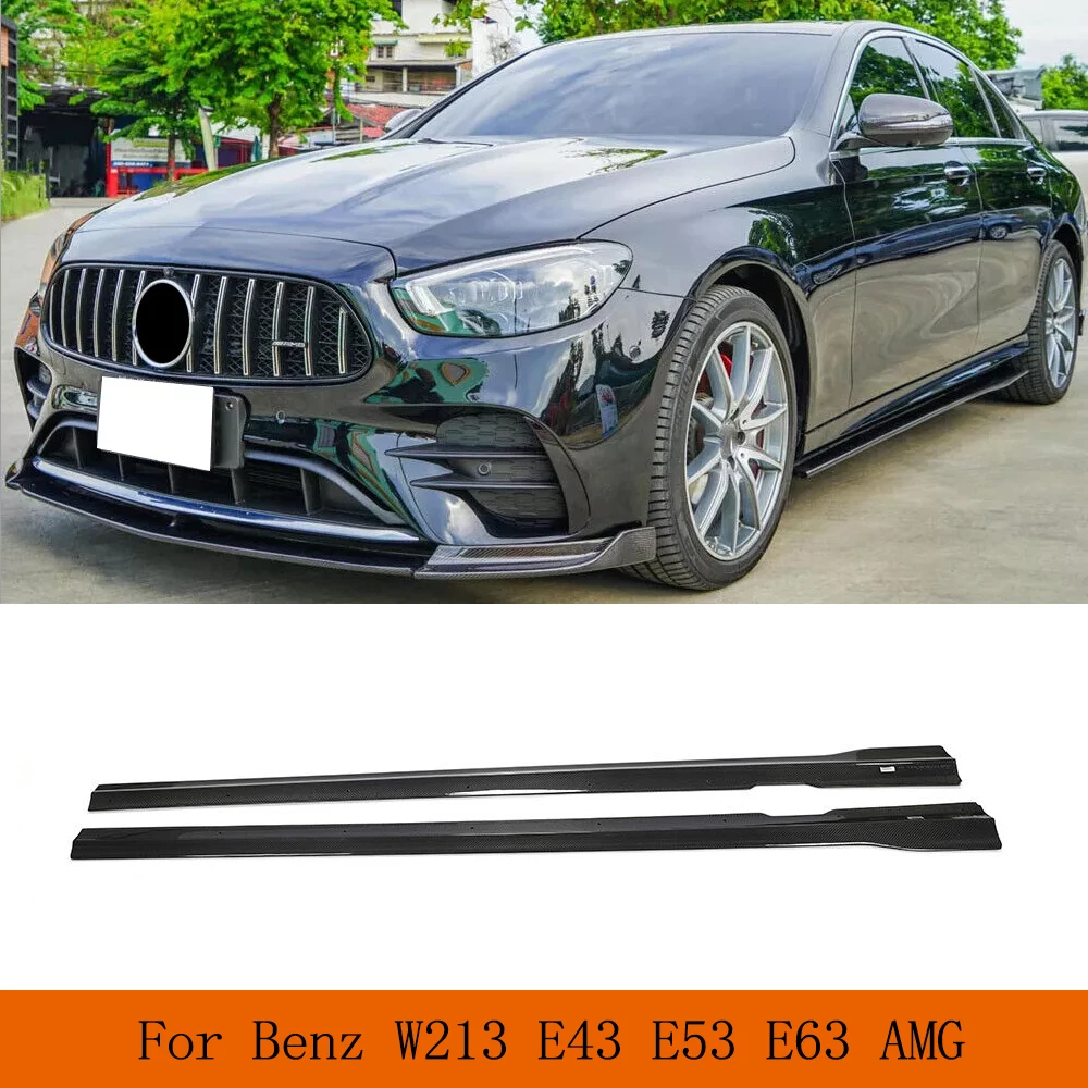 Carbon Fiber Car Side Skirts Extension Lips For Mercedes-Benz E Class W213 E43 E53 E63 AMG Sedan 2016-2019 Car Side Protection