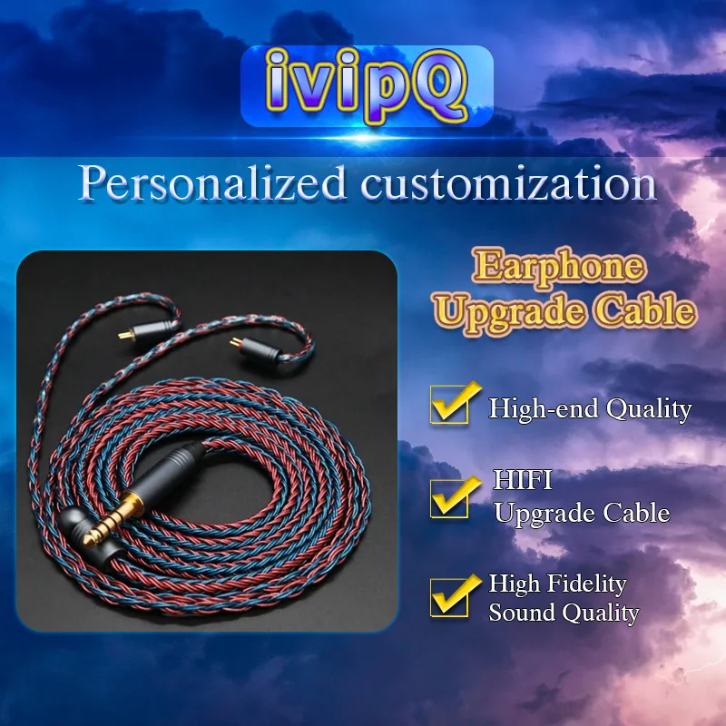 IvipQ 16-adriges Kopfhörer-Upgrade-Kabel aus Kupfer-Silber-Legierung, 2,5/3,5/4,4 mm Stecker, MMCX/2PIN 0,78/QDC für ST10/M1 Pro SENFER DT6/MT300 – Detail 2