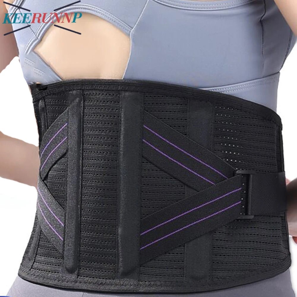 Back Brace with 4 Support Stays for Lower Back Pain - Breathable Lumbar Belt for Heavy Lifting, Office Work,Sciatica - Men/Women
