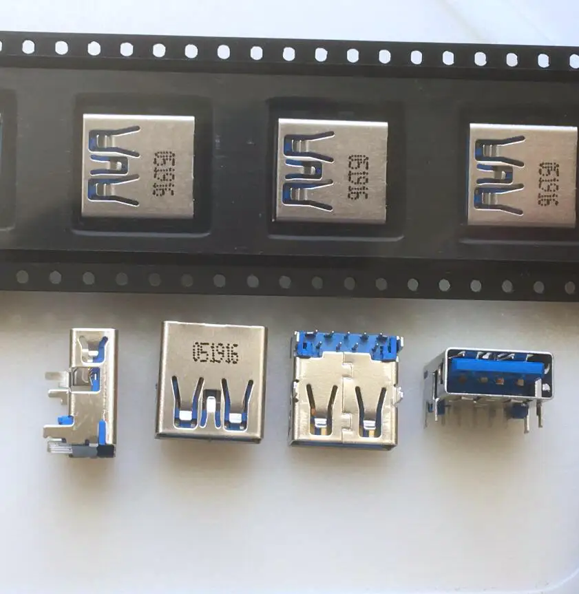 For USB 3.0 female USB Type A interface socket 9 pins heightened type blue rubber core USB socket