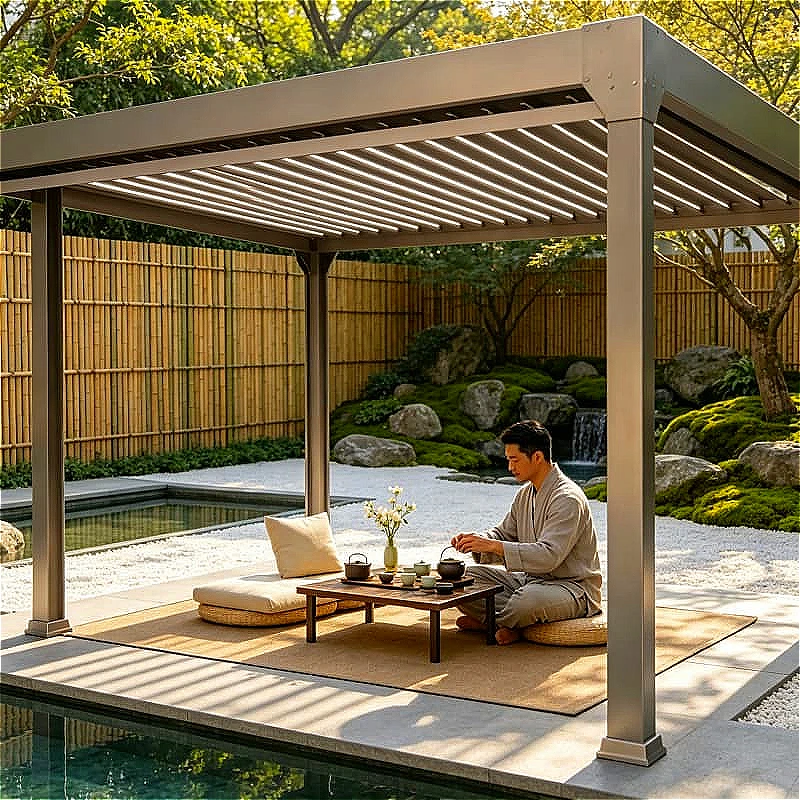 Automatic Louvered Pergola Aluminum Waterproof Motorized Roof With Rain Sensor Patio Garden Backyard Carport Gazebo Customized
