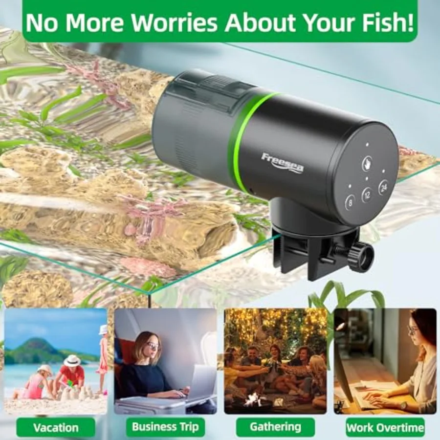 【Spot goods】Automatic Fish Feeder for Aquarium: Auto Fish Food Dispenser with Timer for Small Tank Betta Turtle - Battery Vacat view 6