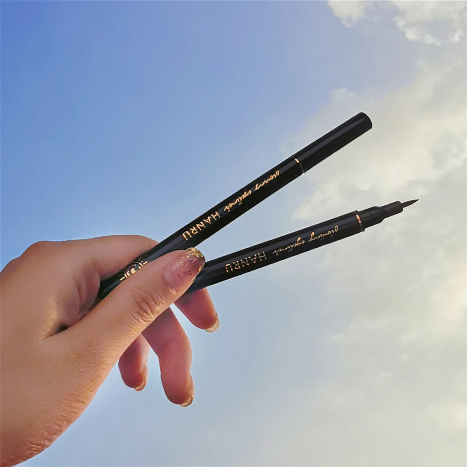 Lápiz Delineador de ojos líquido fácil, resistente al agua, secado rápido, sello negro, lápiz delineador de ojos, maquillaje para mujeres, cosméticos, potenciador de cejas de 1ml