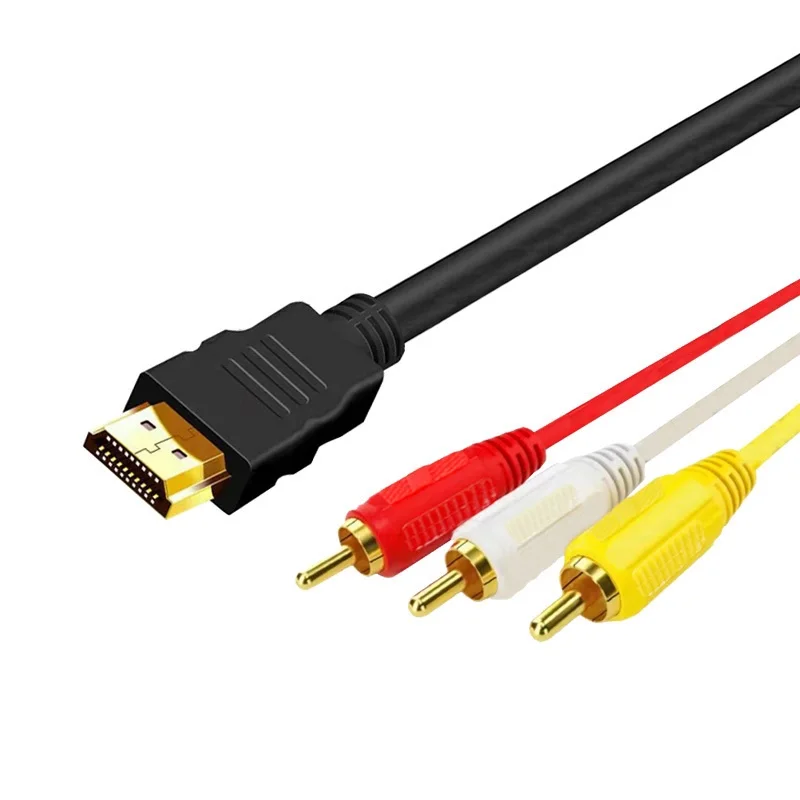 Brand New 1.5m Video Audio AV Cable HDMI-compatible Male To 3 RCA  Adapter Stereo Converter Component For TV HDTV DV DVD PC