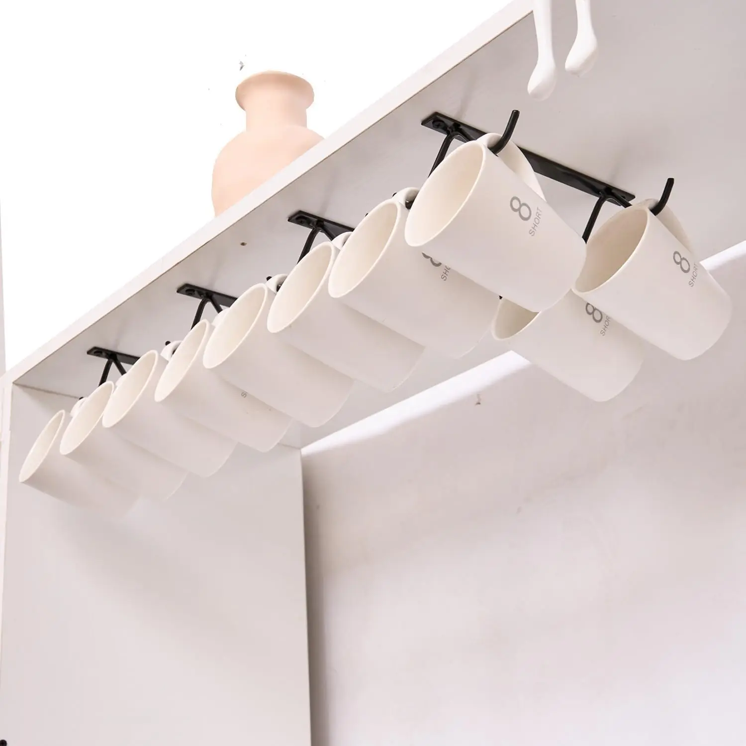 

4 Packs Under Cabinet Mug Hooks, 16-Hook Kitchen Organizer for Mugs, Coffee Cups & Utensils