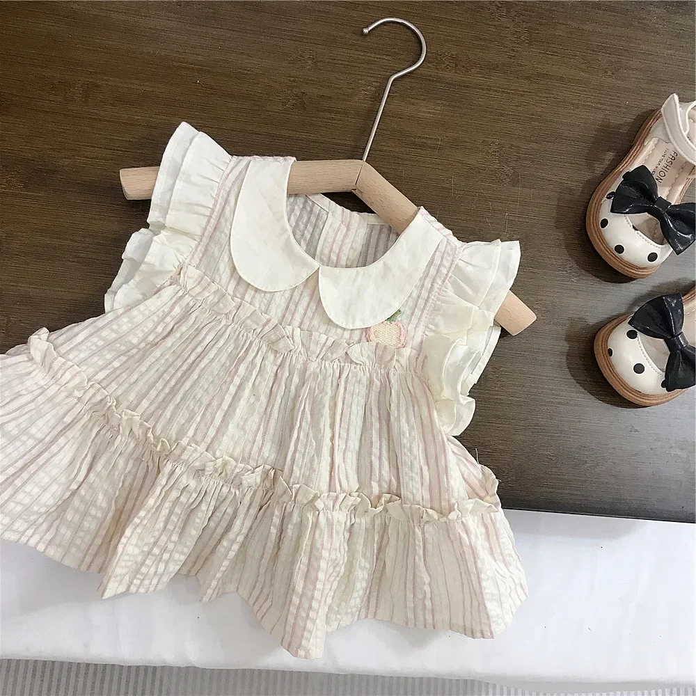 مجموعات الأطفال فتاة الصيف قميص تنورة قصيرة قطعتين تحلق كم موضة المد 2024 رفض طوق مرونة الخصر #5