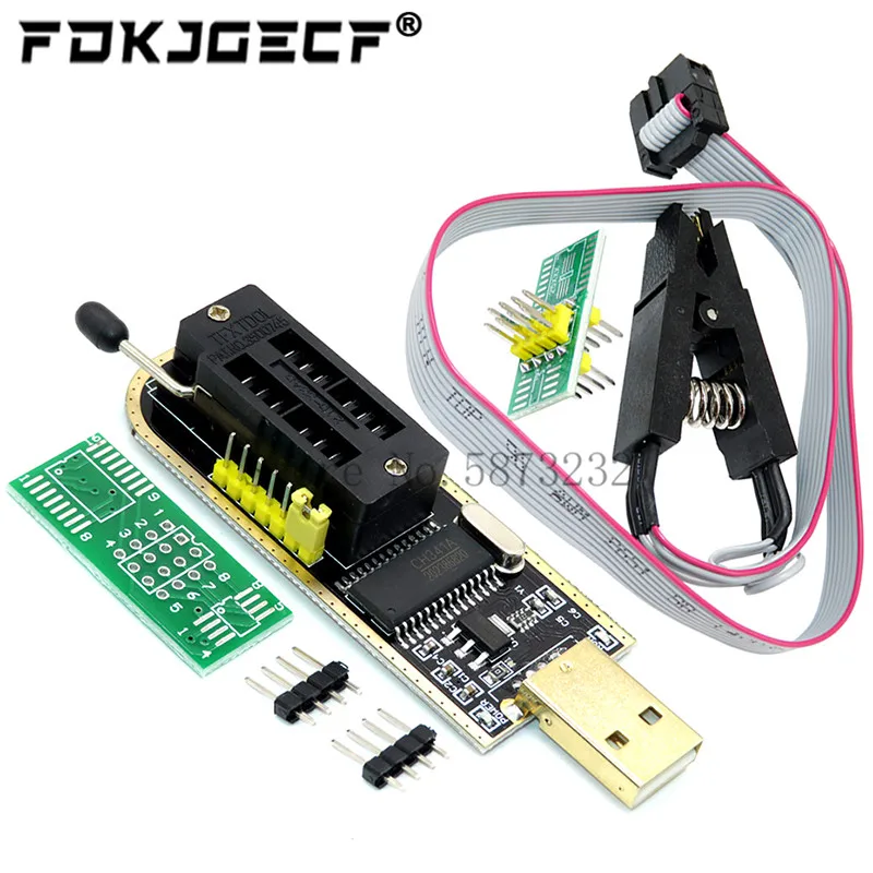 CH341A 24 25 Seri EEPROM Flash BIOS USB Programmer Modul + SOIC8 SOP8 Klip Tes untuk EEPROM 93CXX / 25CXX / 24CXX DIY KIT
