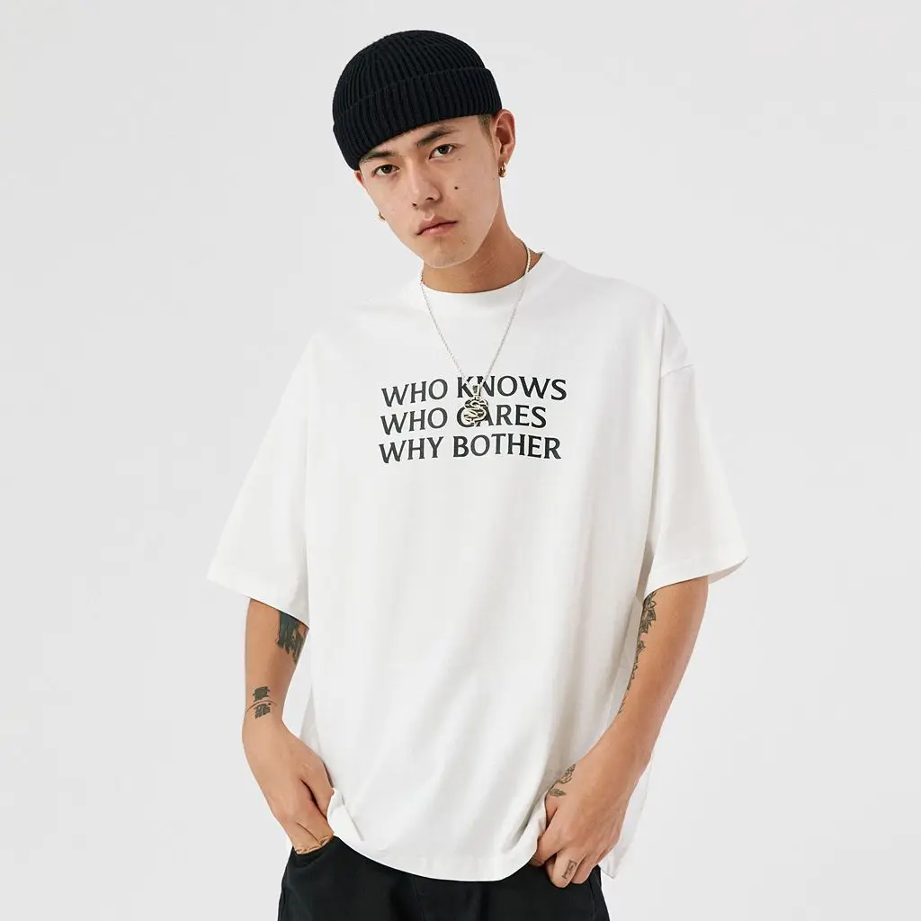 Korean style 2024 summer new black and white printed short-sleeved male couple style national fashion brand round neck niche top