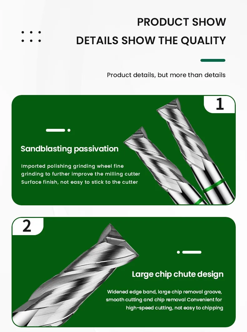 AZZKOR TGH-HRC50 2-Schneiden Hartmetall-Wolframstahl für Aluminium-Flachfräser CNC Mechanische Holzbearbeitung Fräswerkzeuge 1-20 – Detail 12