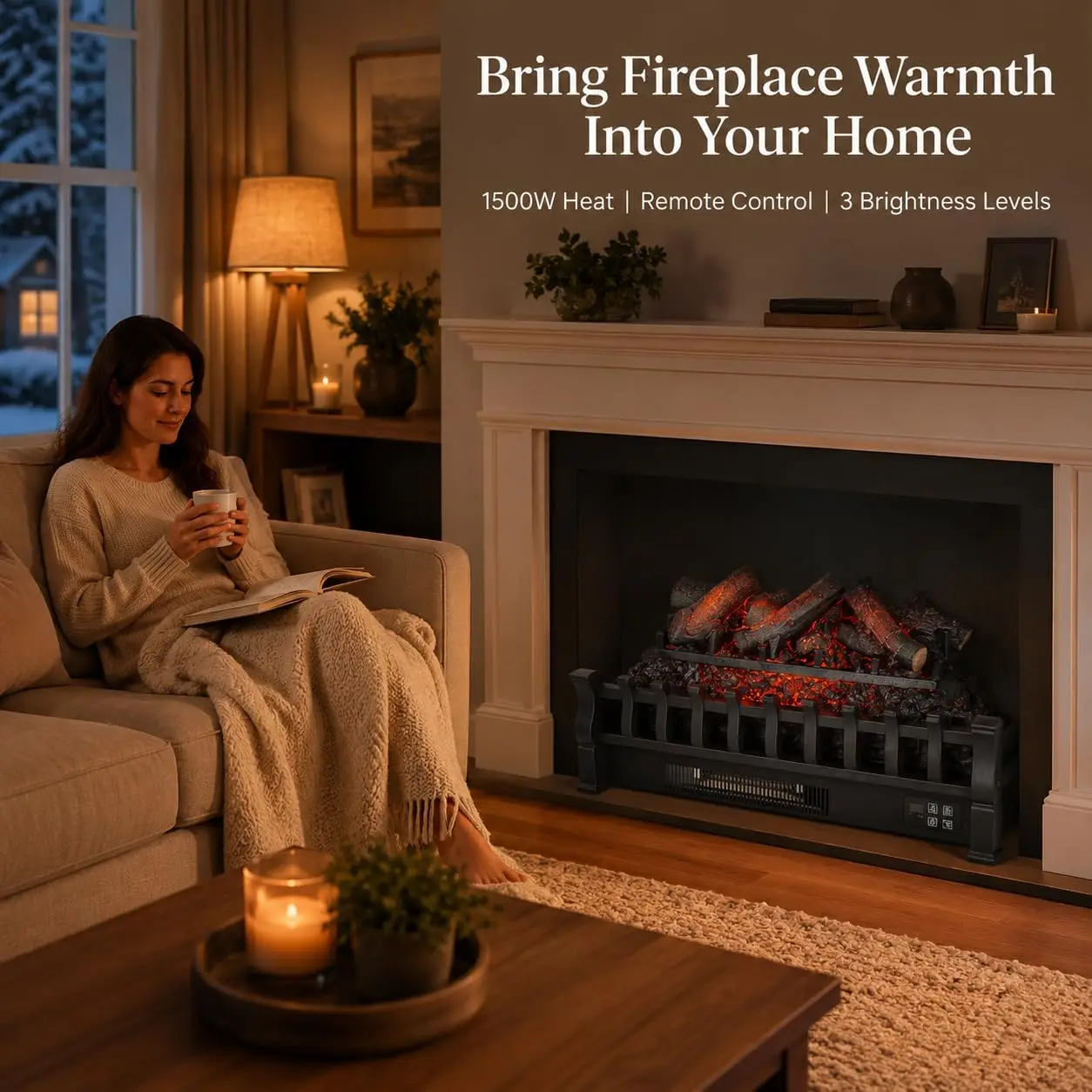 Freestanding Electric Fireplace Stove With Adjustable LED Flame 750W Or 1500W Dual Heat Thermostat And Overheat Protection Vintage Design For Cozy Home Decor