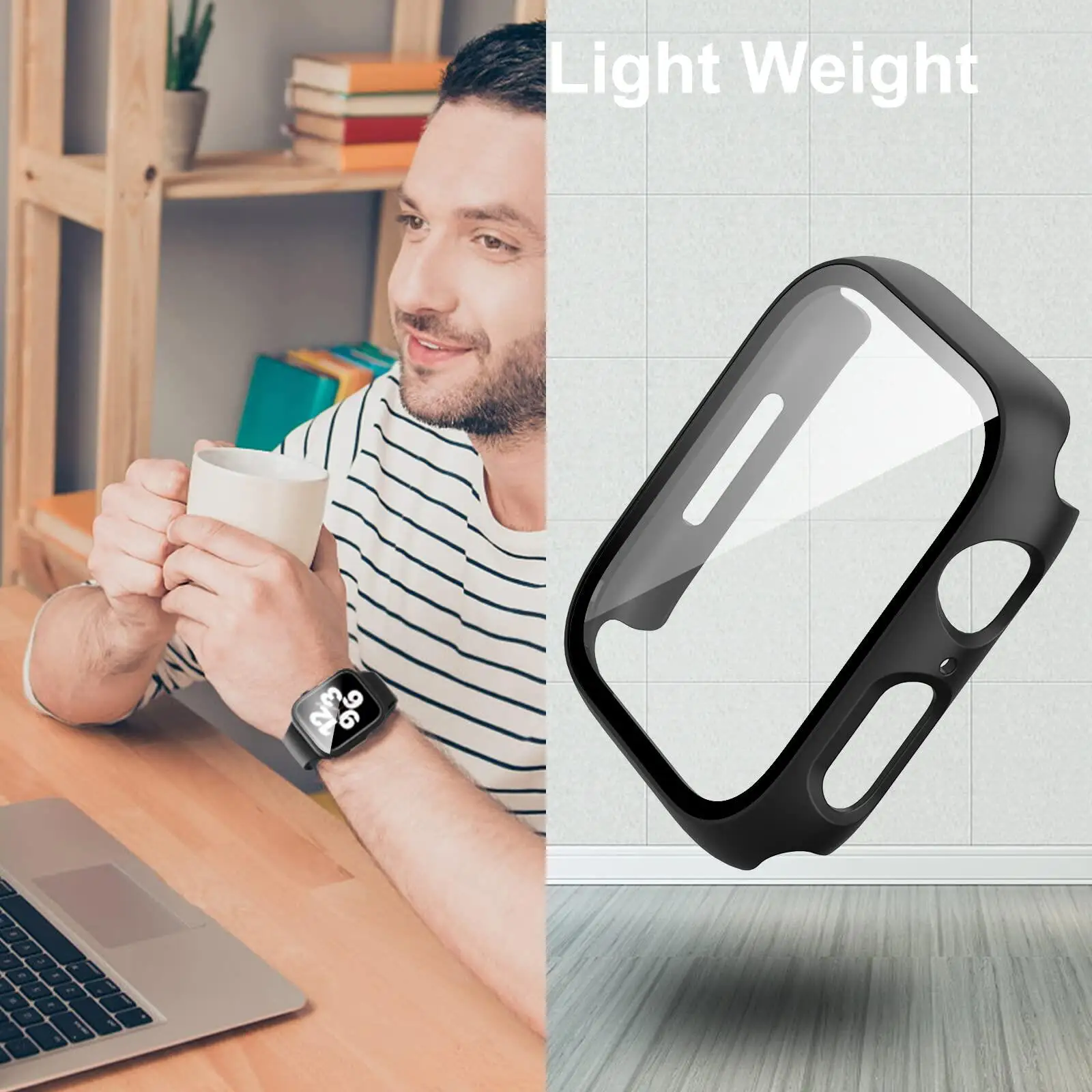 PC Case+Glass for Apple watch Bands series 11 10 9 8 7 6 screen protector bumper Tempered iwatch 40mm 42mm 44mm 46mm 41 45 cover