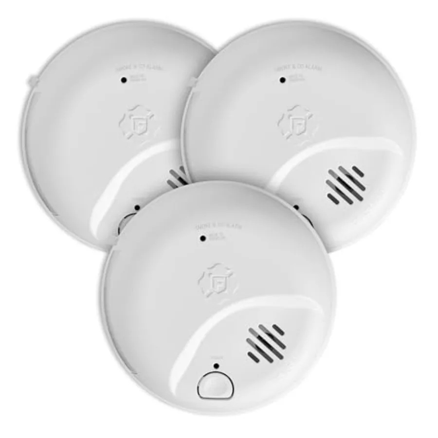 

Interconnect hardwire combination smoke carbon monoxide alarm for residential use, ABS plastic, white, 10-year battery backup,