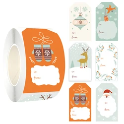 Merry Christmas Gift Stickers, Etiquetas de nome, Decoração de Natal, Etiqueta do selo, Cartoon Elk, Embalagem Adesivos, De Presente, 50-250Pcs