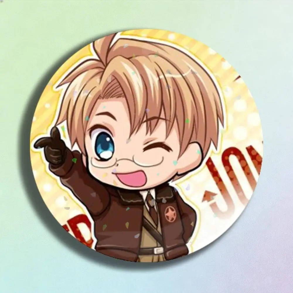 Anime Hetalia World Stars Alfred F. Jones Laser Badge Creative Pins Brooch for Bag Clothes Hat Decor Gifts Fans Collect