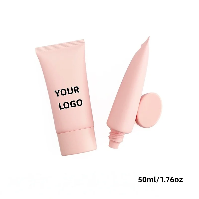 Tube plat rose personnalisé avec Logo personnalisé de 50ml, 50 pièces, adapté à la personnalisation de petits lots, vente en gros d'usine