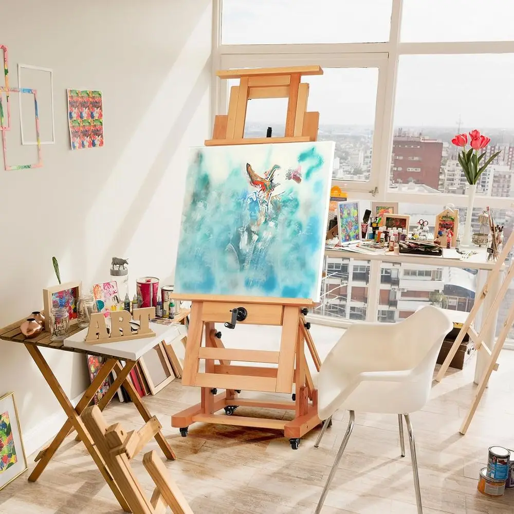 

Light Brown Adjustable Easel for Kids and Adults, Ideal for Painting and Artwork