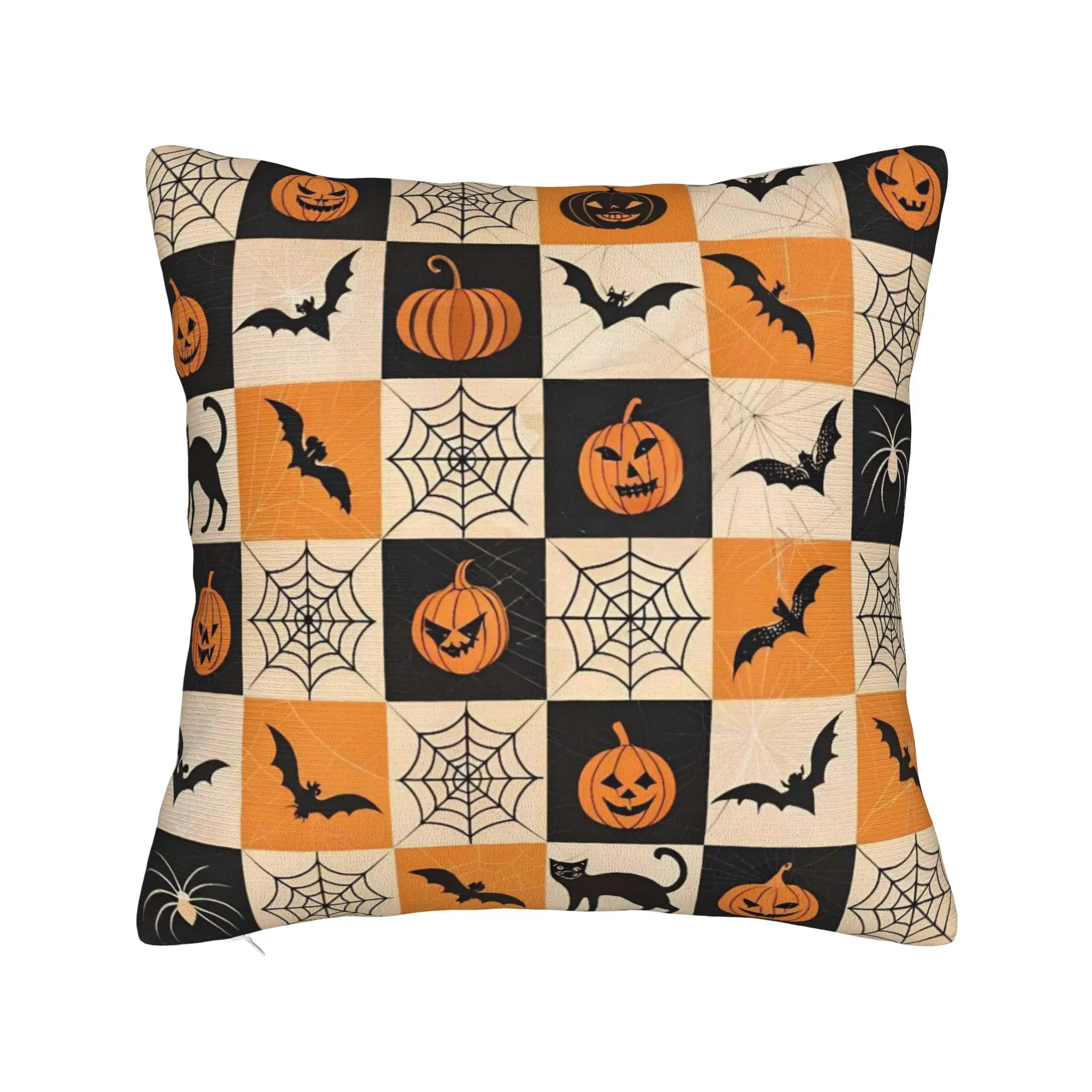 Ghost Black Cat Bat Halloween Square Pillow Covers Polyester Couch  Cushion Cover Creative Decor Pillowcase 45*45