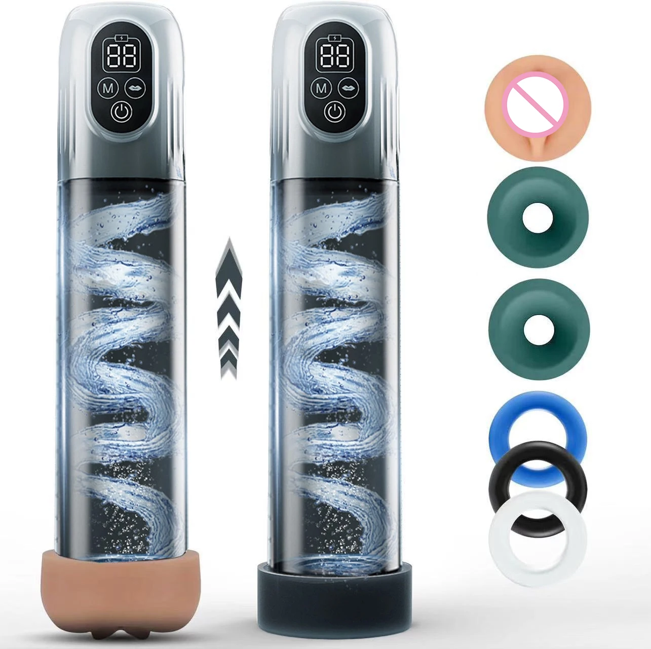 LCD مضخة القضيب الكهربائية التلقائي ذكر الاستمناء مضخة تفريغ مع 4 التدريب الضغط و 5 طرق الشفط لعبة الجنس الكبار للرجال #1