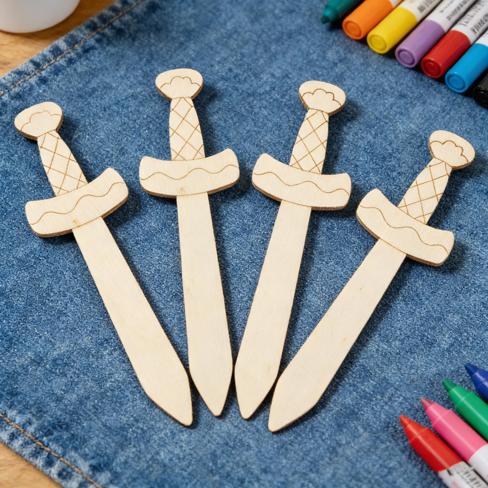 20 Piezas de Espadas Piratas de Madera sin Acabado para Manualidades, Recortes para Pintar, para Niños, Manualidades, Decoración para Fiestas y Aulas