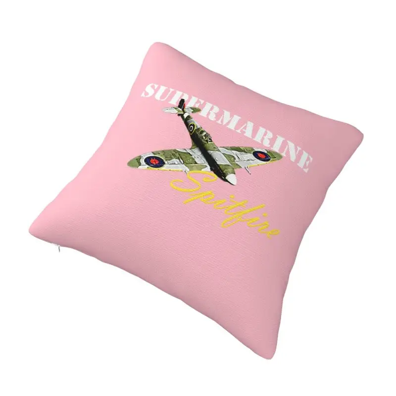 Custom Supermarine Spitfires Raf Luxury Throw Pillow Covers Fighter Plane WW2 War Pilot Aircraft Airplane Sofa Cushion