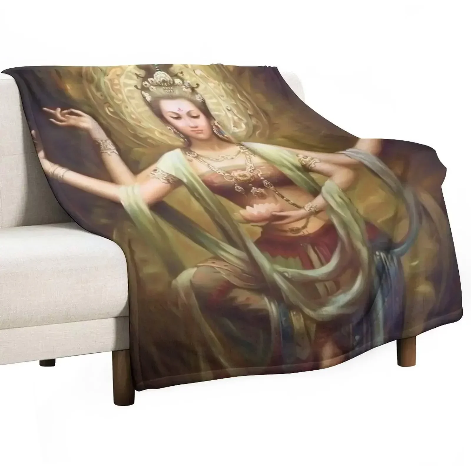 

Quan Yin, The Mother and Goddess of Compassion Throw Blanket Flannel Fabric Moving Soft Beds blankets ands Blankets