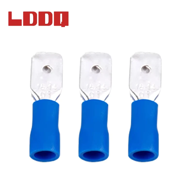 LDDQ 20/50pcs 6.3mm Female Male Electrical Wiring Connector Insulated Crimp Terminal Spade FDFD2-250 MDD2-250 Cable Connecors