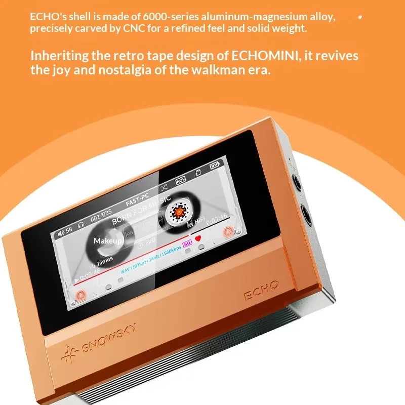 FiiO SnowSky ECHO 무손실 MP3 플레이어 CS43198 디코더 듀얼 출력 블루투스 지원 DSD WAV 고해상도 오디오 플레이어