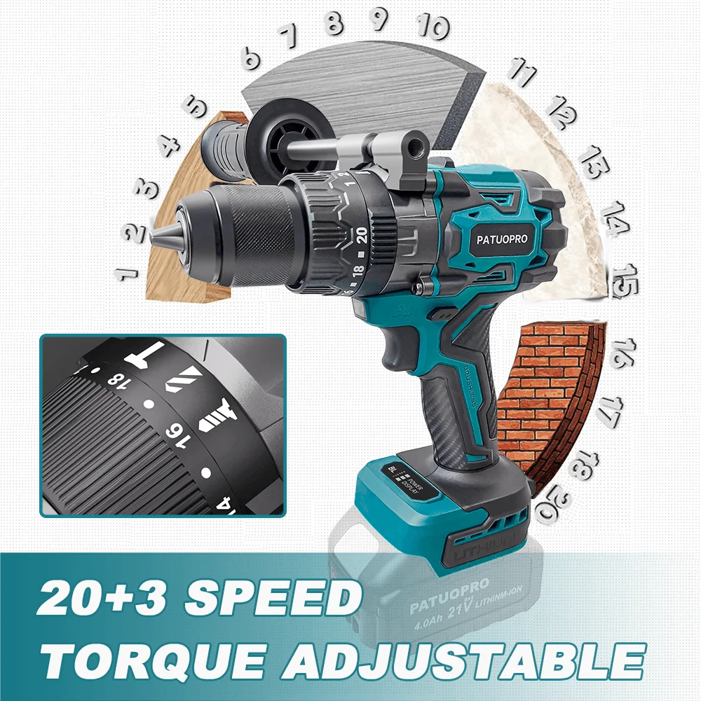 13MM bezszczotkowa elektryczna wiertarka udarowa akumulatorowa ręczna wiertarka udarowa do drewna metalowego betonu Fit Makita 18V bateria (bez baterii)