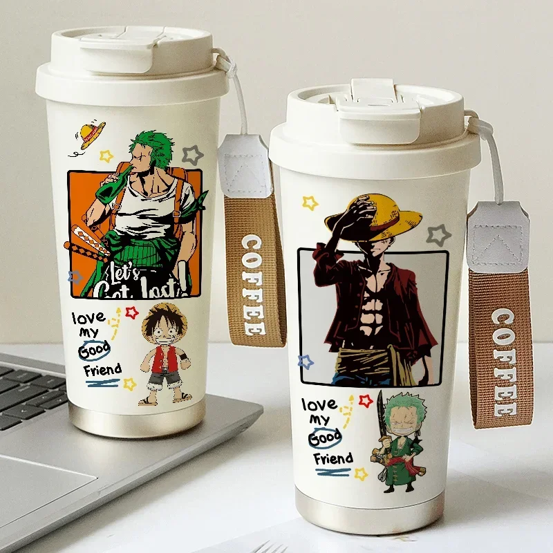 Thermos cup anime One Piece cartoon kawaii high-looking portable large-capacity water cup stainless steel cold coffee cup gift