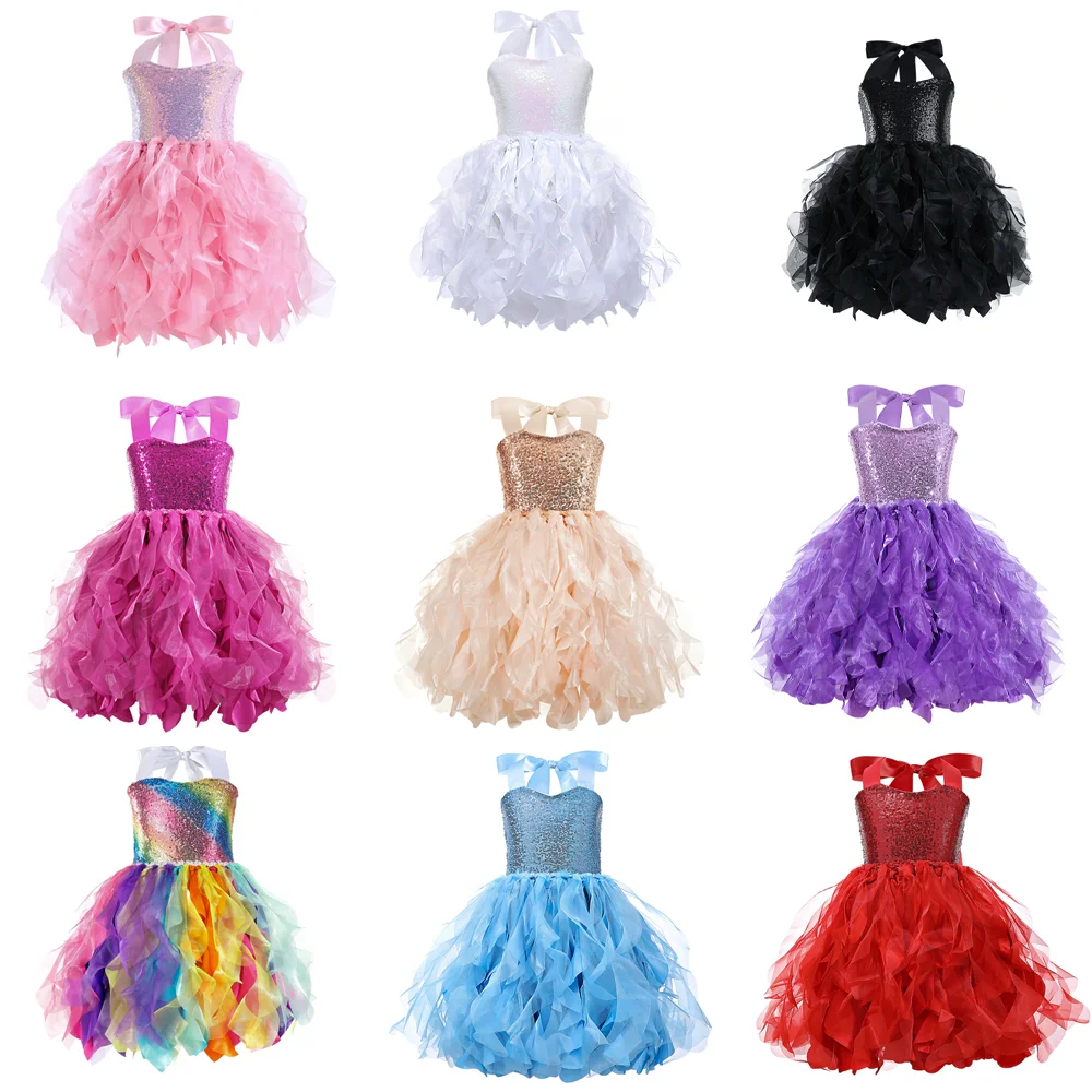 

Double-layer Spiral Ribbon Princess Skirt Girl Party Dresses Weddings Prom Holiday Clothes Birthday Party Mermaid Theme Costume