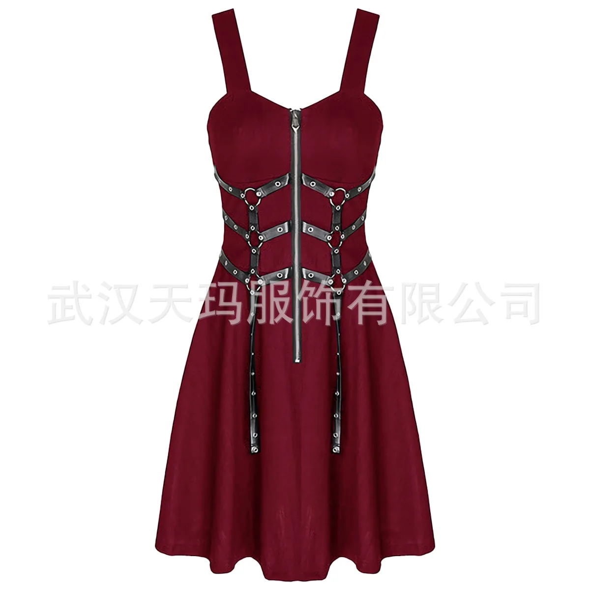 Halloween Costume Women Dress Girl Gothic Punk Dark Strap Dress Sexy Party Dress