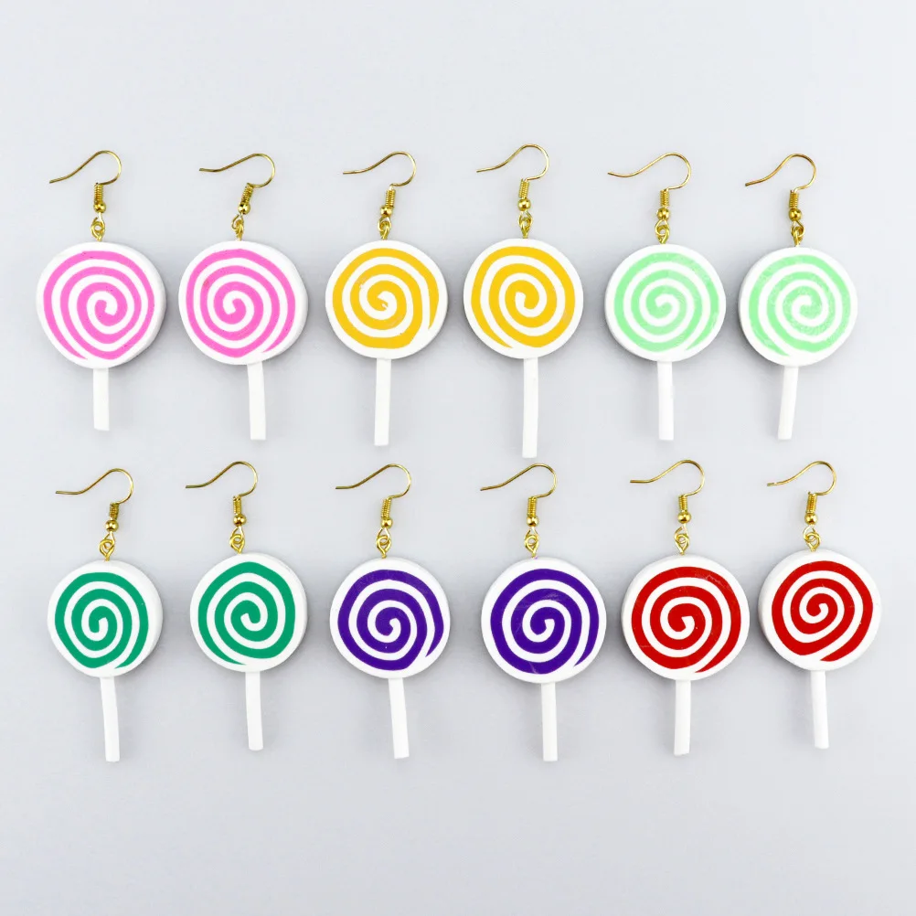 

Ovxxons 1 pair Soft Pottery Lollipop Earrings Creative Personality Simulation Candy Earrings Jewelry Women's Fashion Accessories