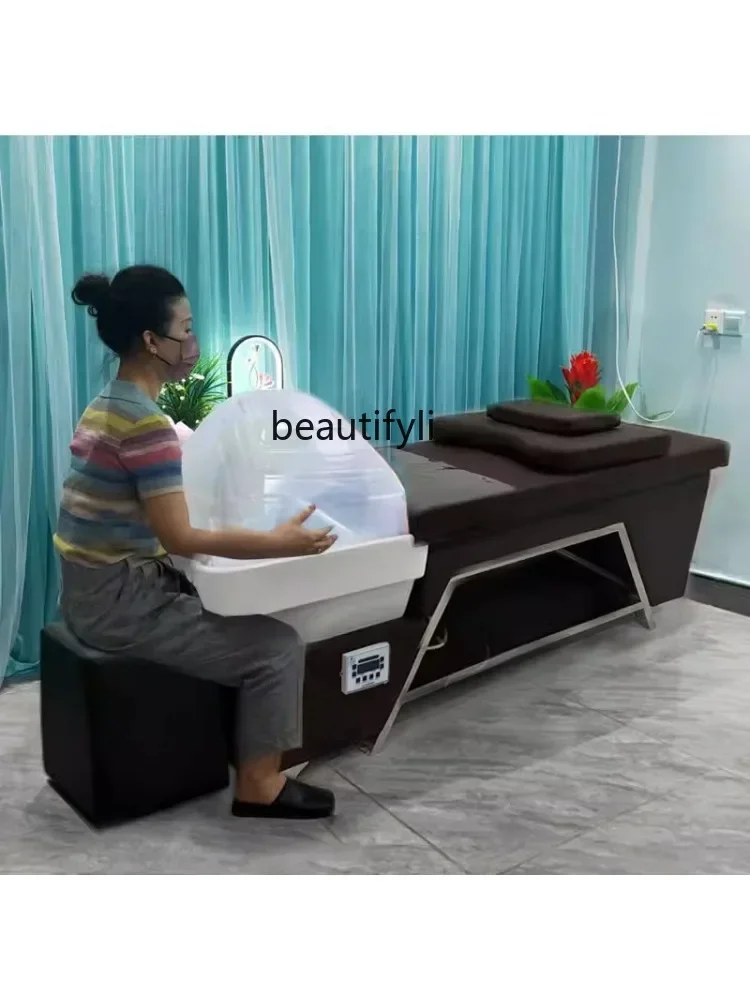 Ceramic Basin Thai Head Therapy Shampoo Chair Hair Saloon  Water Circulation Steaming Bed Beauty Salon Massage Integrated Bed