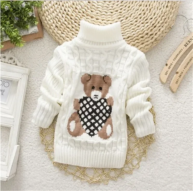 new 2016 baby girls boys autumn/winter wear warm cartoon sweaters children pullovers outerwear babi turtleneck sweater Q183