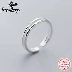 TrustDavis 925 Sterling Silver Fashion Simple Double Layer Cocktail Adjustable Ring for Trend Women Party Ring Jewelry DA1031