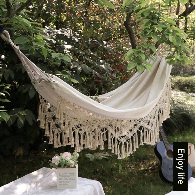 

Tassel Hammock, Outdoor Camping, Folding Woven Canvas Swing, Portable Double Hanging Chair, Swing Chair, Portable Hammock