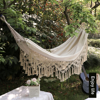 Tassel Hammock, Outdoor Camping, Folding Woven Canvas Swing, Portable Double Hanging Chair, Swing Chair, Portable Hammock
