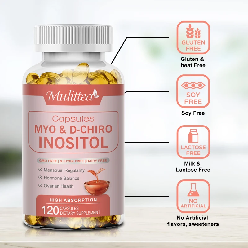 Mulittea Myo-Inosit & D-Chiro-Inosit-Kapseln zur Unterstützung der Eierstock gesundheit und zum Ausgleich des Hormons Vitamin B8 Menstruation regulation