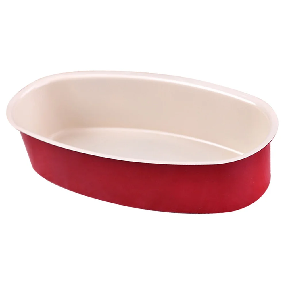 

1pc Oval Shaped Plate Bread Mold Cake Baking Tray Premium Carbon Steel High Temperature Resistant Easy Clean Home