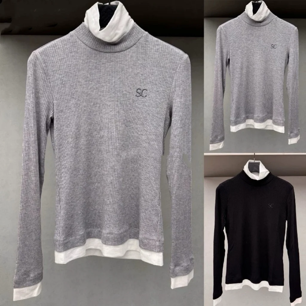 

Autumn/Winter Base Layer: Puffed Collar Patchwork Long Sleeve, Soft and Flattering Fit