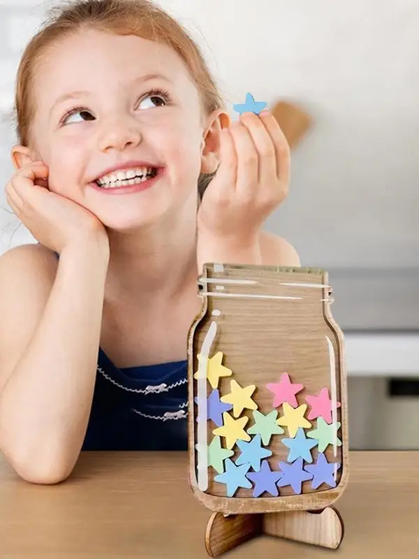 Kids Reward Jar Star Magnetic Reward Jar With Star Classroom Reward Jar With 25pcs Tokens for Kids Portable Behavior Chart