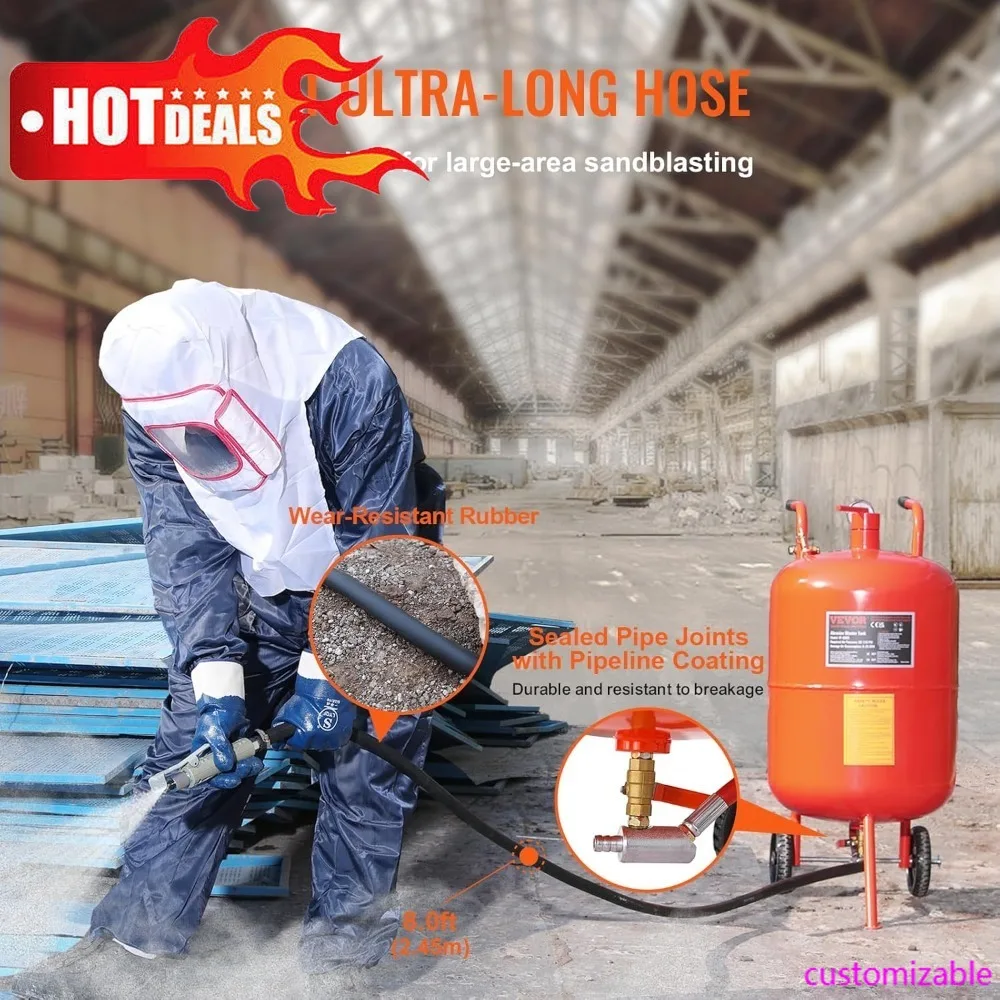 

Бестселлер, комплект пескоструйного аппарата на 20 галлонов, портативный резервуар высокого давления на 60-110 фунтов на квадратный дюйм с 4 насадками для удаления ржавчины