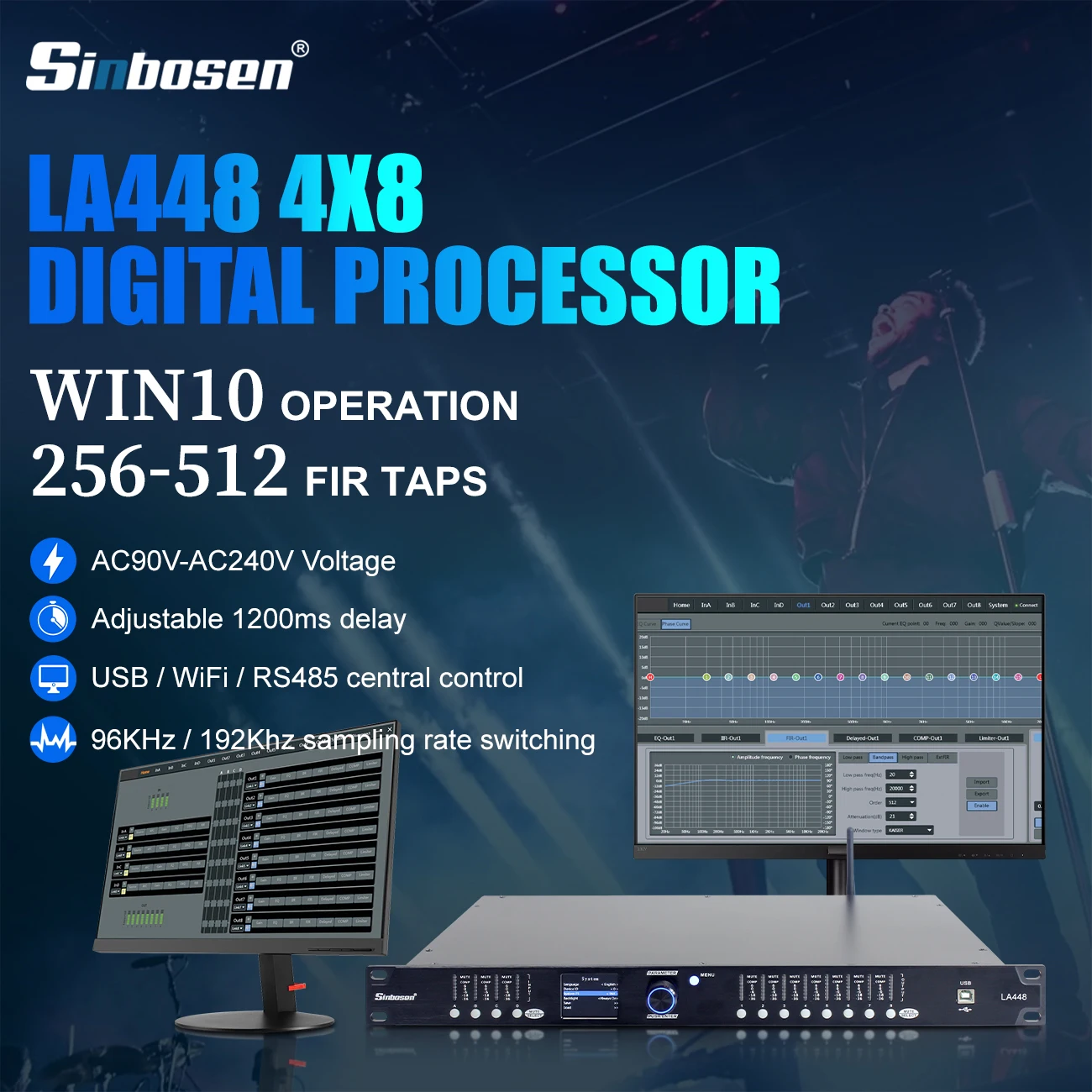 

TLF Dsp Audio Processor 4In 8Out Fir Digital Processor Speaker Management 96Khz / 192Khz Sampling Rate Switching
