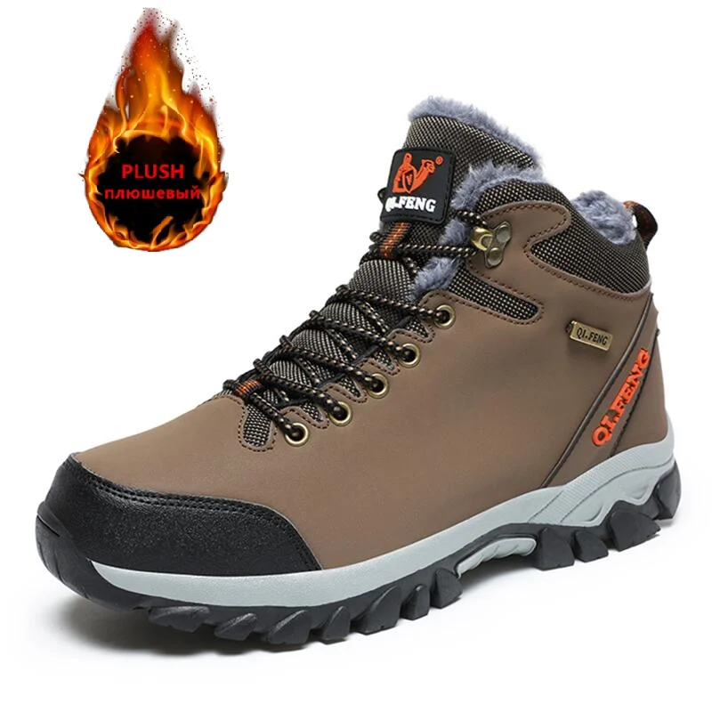 

Мужские зимние ботинки, теплые плюшевые мужские зимние ботинки, кожаные непромокаемые мужские кроссовки высокого качества, уличные мужские походные ботинки, рабочая обувь