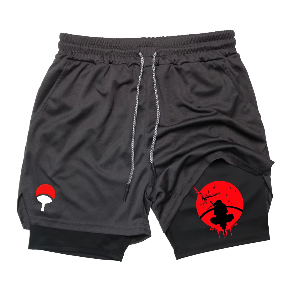 

Men's Gym Shorts for Summer Anime Print Sweatpants Double Layer Quick Dry Pants Basketball Beach Breathable Mesh Shorts