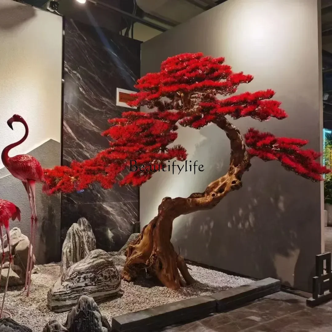 

Simulated green plant landscaping ornament welcome pine beauty pine red new Chinese pine bonsai landscape fake tree fashion